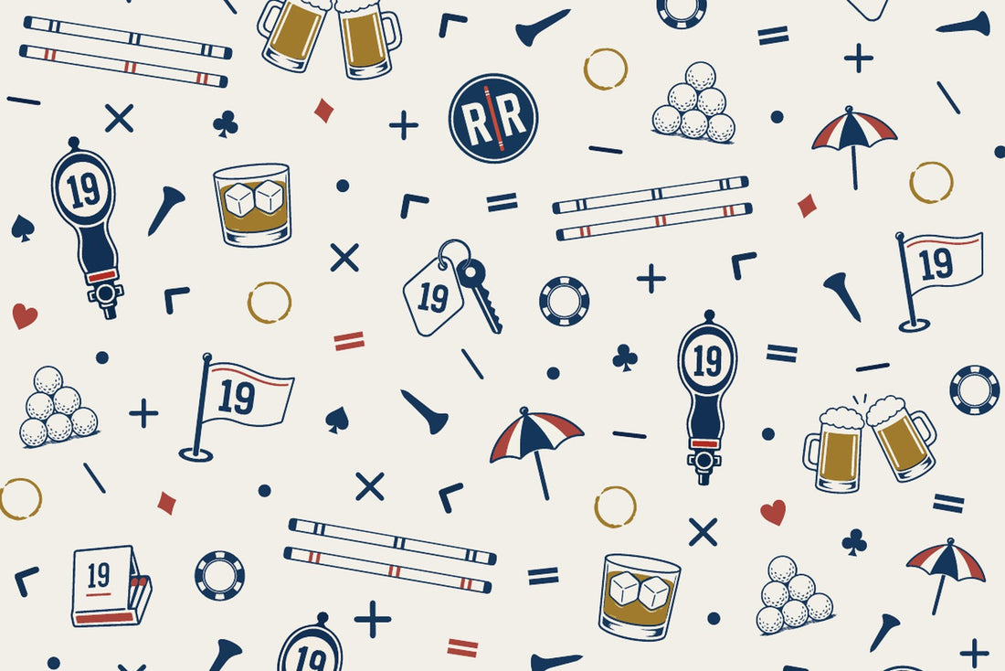 The Fore Horsemen — Bone. All-over 19th hole icon print.