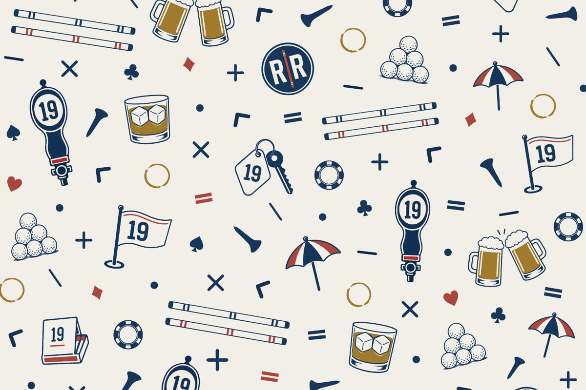 The Fore Horsemen — Bone. All-over 19th hole icon print.