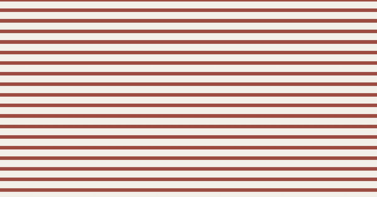 Everyday Striped — Bone and Vintage Red. Horizontal stripe, 4mm #F3EFE8 / 2mm #A9453C.